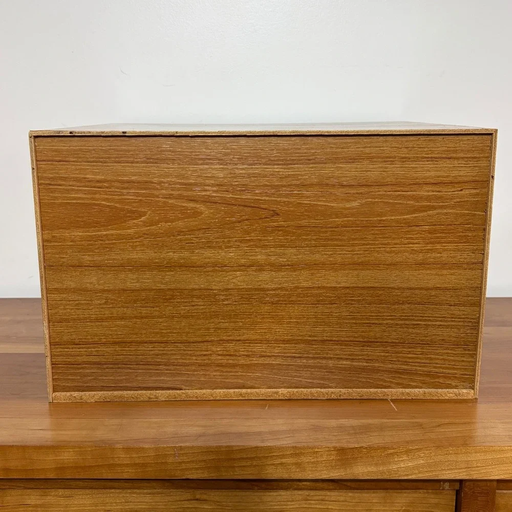 Vintage Wood Grain VHS Storage Cabinet 4 Drawer Media Organizer Retro
